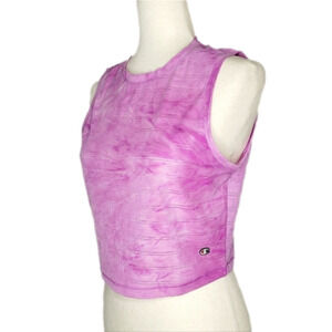 CHAMPION Ribbed Pink Tie Dye Logo Crop Top